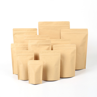 خرید کیسه های بلند قابل بازیافت قابل کمپوست قابل تجزیه بیولوژیکی کیسه های زپ کاغذ Kraft 70g online manufacture