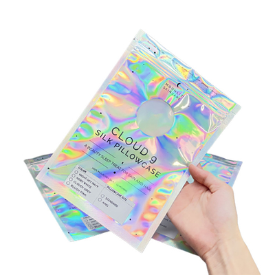Mylar Holographic Stand Up Bag بسته بندی سه طرفه مهر و موم کیسه با زیپ