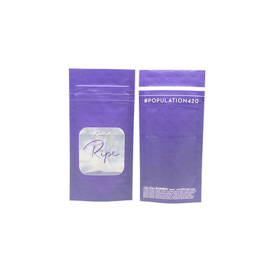 لوگو سفارشی بنفش پلاستیکی ایستاده Zip Lock کیف بسته بندی کیسه های Mylar با پنجره